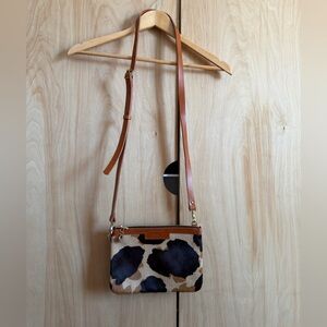 Cowhide and leather cross body bag